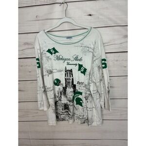 P. Michael Michigan State University Spartans Rhinestone Graphic‎ Top 1X White